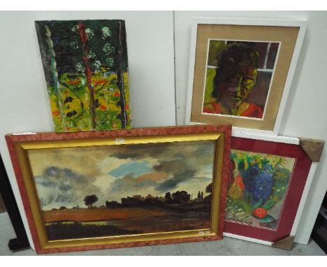R. Grundy / R. D. Taylor - Four original Paintings. Grundy Castle scene frame is 82cm wide, the other three are by RD Taylor.