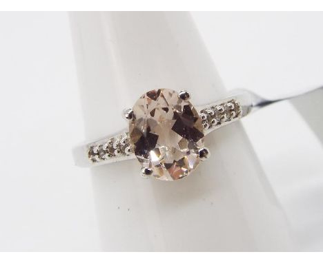 A 1.76 ct  Champagne Danburite &amp; White Topaz Sterling Silver ring size N to O issued in a limited edition 1 of 69 with au