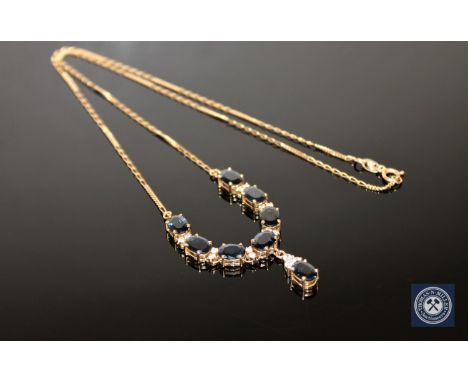 A 14ct gold sapphire necklace, length 46cm