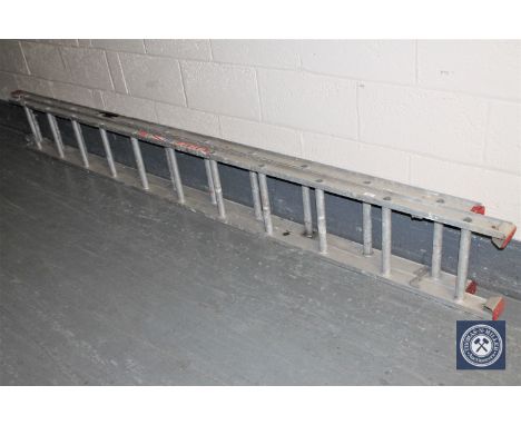 An aluminium extension ladder