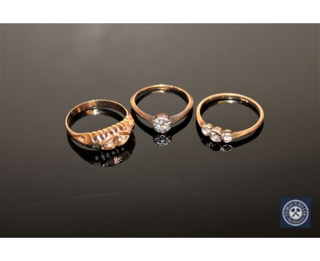 Three gold stone-set rings CONDITION REPORT: 5.4g