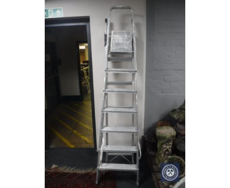 A set of aluminium folding steps and three way combination ladder 
