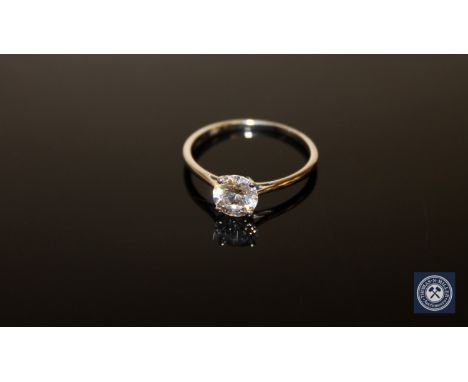 A 9ct white gold CZ solitaire ring, size S/T CONDITION REPORT: 1.9g