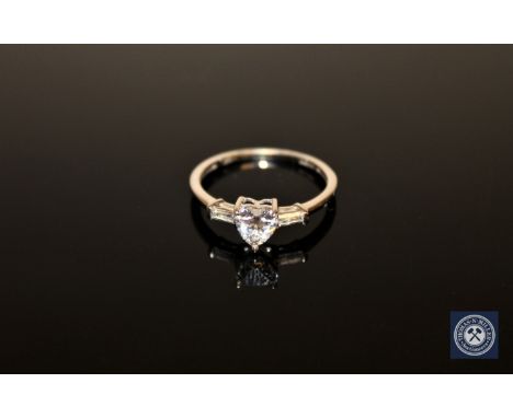 A 9ct white gold and CZ solitaire ring, size Q CONDITION REPORT: 2.2g