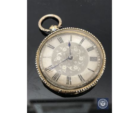 An antique Swiss 18ct gold and enamelled key wound pocket watch CONDITION REPORT: 28.6g gross. 14.4g case only. Not running. 
