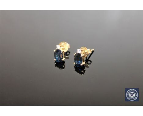 A pair of 14ct gold sapphire earrings, with post fittings 