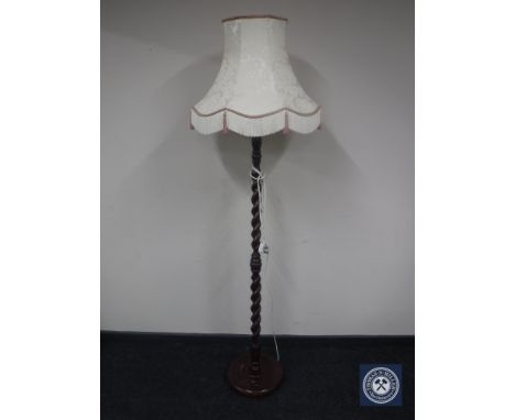 A barley twist standard lamp and shade 