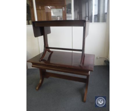 A continental mahogany refectory coffee table and mahogany sofa table 