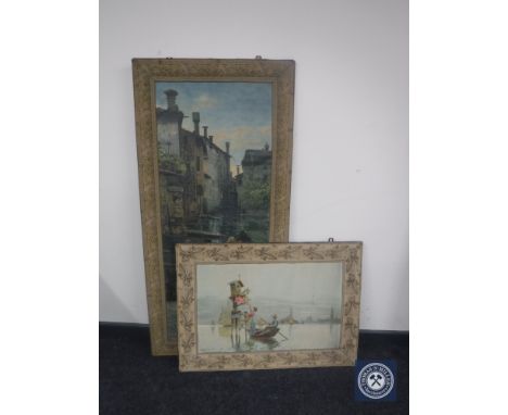 Two tapestry framed prints on canvas 
