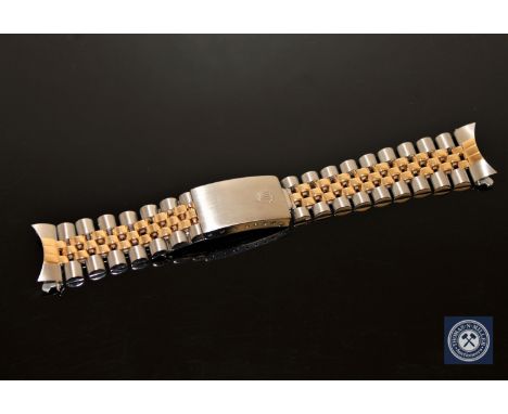 A Rolex stainless steel and 18ct yellow gold Jubilee bracelet, with end links, length 14cm.* Originally from a 1980's Gent's 