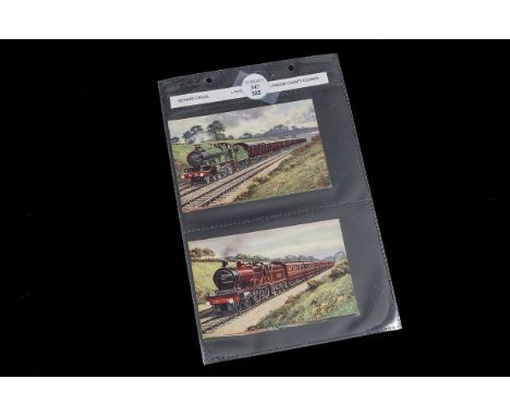 Trade cards, London County Council,3 cards each showing railway locomotives, sold with one advertising postcard for Keen Egg 