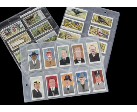 Cigarette Cards, Players,twelve complete sets in a modern album,  to include, Straight Line Caricatures, Wild Birds, From Pla