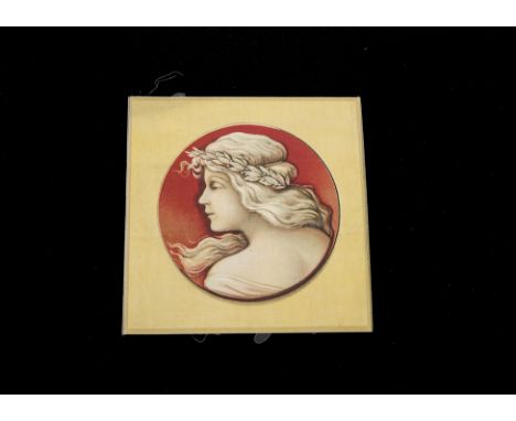 Tobacco silks ATC, Premium issues Picadilly Little Cigars Girls, (portrait in circle, wreath headdress, red and yellow backgr