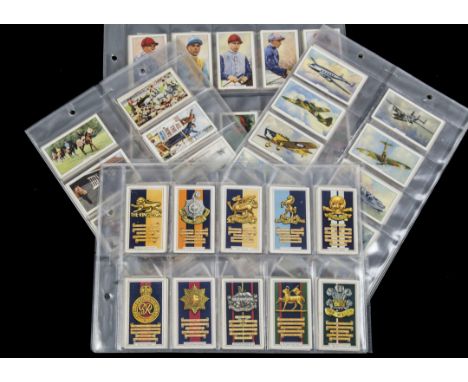 Cigarette Cards, Gallaher's, complete sets, Racing Scenes and Famous Jockeys (gd) together with Army Badges and Aeroplanes,  