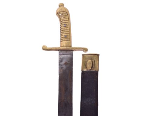 Imperial German Prussian Brass Hilted Sidearm, fine one piece ribbed handle with riveted ball top. Straight cross guard stamp