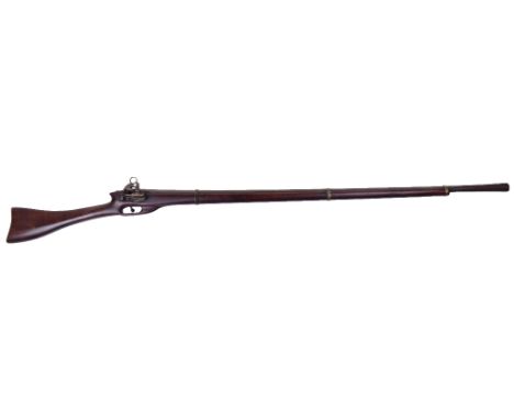 Unusual Turkish Miquelet Rifle, fine octagonal barrel forged with rare longitudinal Damascus watering, flared towards the muz