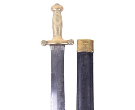 French Infantryman’s Short Sword Gladius or Briquette, slightly swollen double edge blade with traces of maker’s stamps, regu