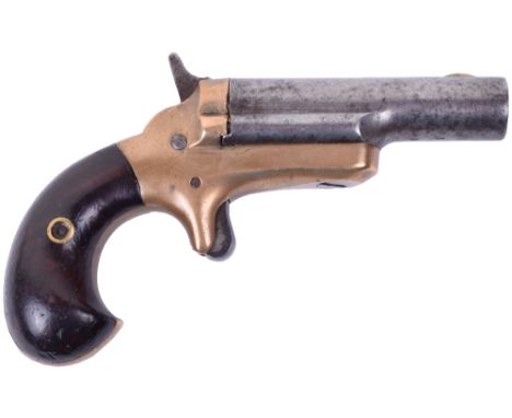 .41” RF Colt Single Shot Derringer Pistol, steel barrel stamped COLT, London proved, brass frame with sheathed trigger, 2 pie