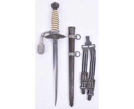 Luftwaffe 2nd Pattern Officers Dress Dagger, white celluloid grip retaining the original wire, swastika pommel top and eagle 