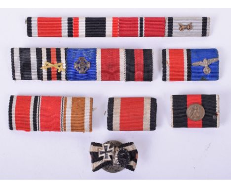 WW2 German Tunic Medal Ribbon Bars, consisting of five piece bar for the Imperial Iron Cross 2nd class, 1914-18 honour cross 