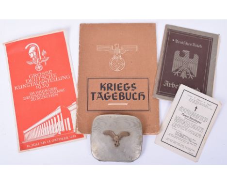 Cigarette Case with Luftwaffe Eagle Mounted to Front, 1930’s period engine turned nickel silver cigarette case fitted with br