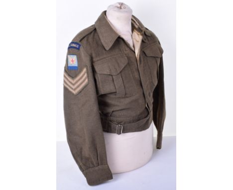 WW2 War Economy Royal Signals Allied Land Forces South East Asia Battle Dress Blouse, with embroidered regimental shoulder ti