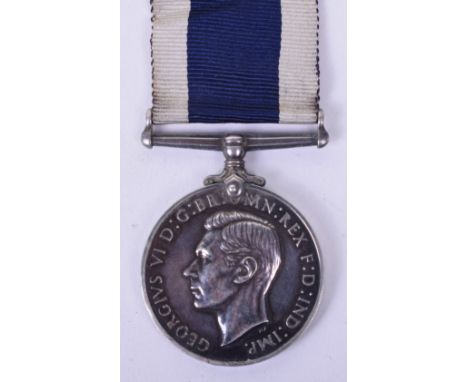 British George VI Royal Naval Long Service Good Conduct Medal HMS Abercrombie, Mentioned in Despatches (M.I.D) For Minesweepi