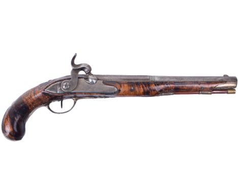 Silver Mounted Bohemian Percussion Holster Pistol c.1770 Converted from Flintlock, half octagonal swamped barrel fitted with 