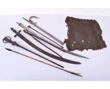 Collective Lot of Indian & Eastern Items, comprising; a well-made 19th century Indian pair of tongs for use with the water pi