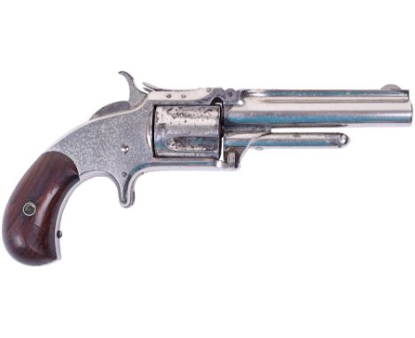 5 Shot .31”RF Single Action Revolver No. 35028, tip up barrel stamped Smith & Wesson Springfield Mass. Pat.Apr.8.55.July.5. 5