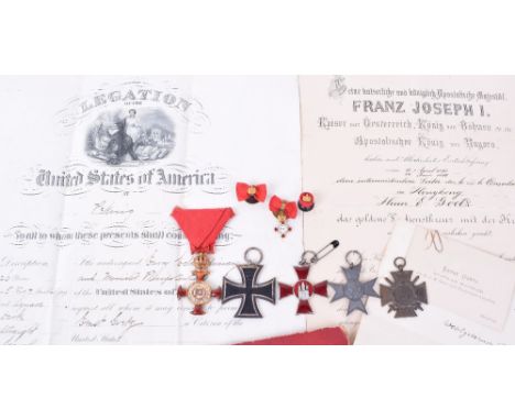Medals & Documents of Ernst Goetz Honorary Chancellor of the Austro Hungarian Consulate Hong Kong 1890’s, the medals consist 