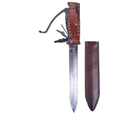 Sudanese AR10 Bayonet with Multi Tool in Hilt, two piece bakelite grips with multi-tool attachments housed within. Double edg