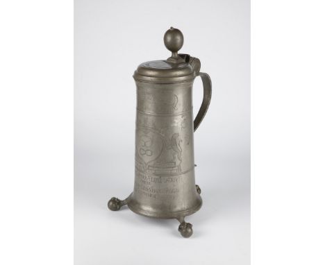 Zunftkanne der Weißbäcker Böhmen, Schönfeld, Johann Andreas Götzl, wird 1725 Meister, datiert ''1752'' Nach oben sich verjüng