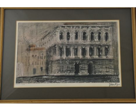 John Piper (British 1903-1992}, Palazzo Pesaro, signed lithograph, W.S.Cowell Ltd circa 1983, 24 x 38 cms.