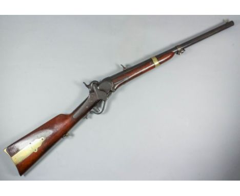 A good 19th Century .577 calibre cavalry carbine by Sharp, Serial No. 1042, fitted with rare Maynard tape primer, the 20ins b