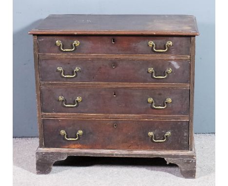 A George III mahogany chest with moulded edge to top, fitted four long graduated drawers, on bracket feet, 31.5ins wide x 17i