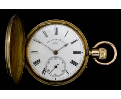 A Victorian gentleman's 18ct gold full hunting cased keyless pocket watch by Thomas Russell and Son of  London, No. 49800, th