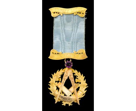 A 15ct gold Scottish Masonic Past Masters Jewel "Trinity Lodge No. 148", the main body of jewel depicting square and compass 