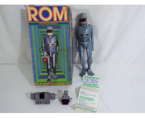 Parker Brothers ROM The Space Knight electronic toy with original box, appears to light up when switched on but untested, som