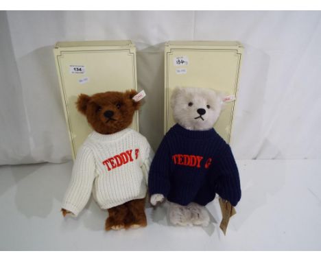 Steiff - A pair of Steiff bears entitled 'Teddy G' and 'Teddy B' in boxes with tags. (2)