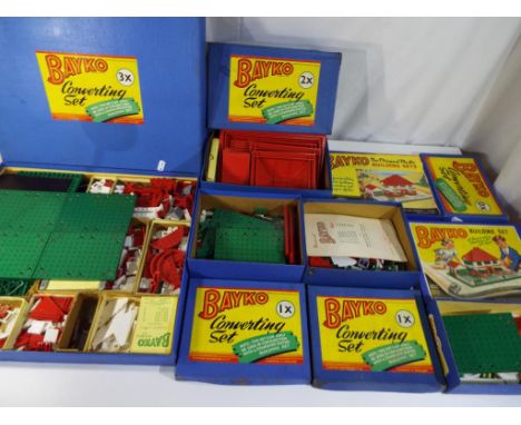 Bayko - six boxed sets comprising building set # 0 and five converting sets, 0x, two off 1x, 2x and 3x 