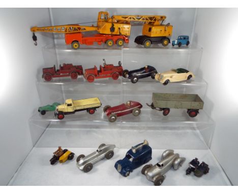 Diecast - sixteen unboxed diecast vehicles in playworn condition to include #972 20 Ton Crane, two fire engines by Charbens a