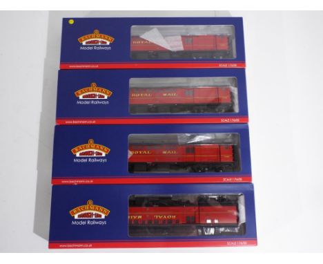 Model Railways - four Bachmann OO gauge Post Office Sorting Vans #39-420A, coaches appear to be mint in near mint boxes (4). 