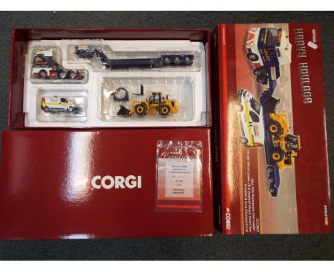 Corgi Classics Heavy Haulage - a diecast model, MAN TGA Nooteboom low loader JCB 456 wheel loader ZX &amp; Vauxhall Vivaro Es