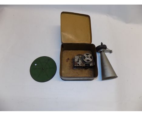 A tin plate child's record player by Bing "Pigmyphone" incomplete.