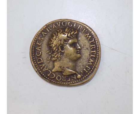 Roman:- Nero Sestertius, 54-68 and the reverse bare headed on horseback.
