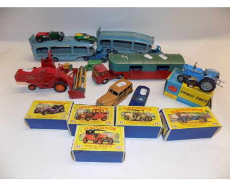 A collection of Dinky and Corgi die cast including Corgi 67 tractor, boxed and models of yesteryear boxed.