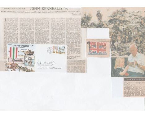 John Kenneally VC Victory in Europe 1945 50th anniversary commemorative FDC signed by Lance Corporal John Kenneally VC, plus 