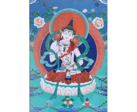 Tibet Thangka original painting 19thSizes: Cadre H 540mm L 435mm H cadre H 490 mm 390mmWeight (K): 1.500kg