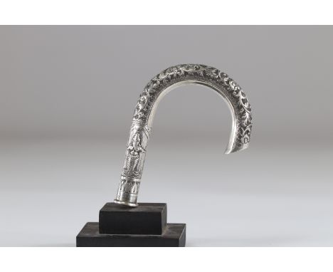 Indian silver cane knob early 20th centurySizes: H=120mm l=90mmWeight (K): 0.081kg